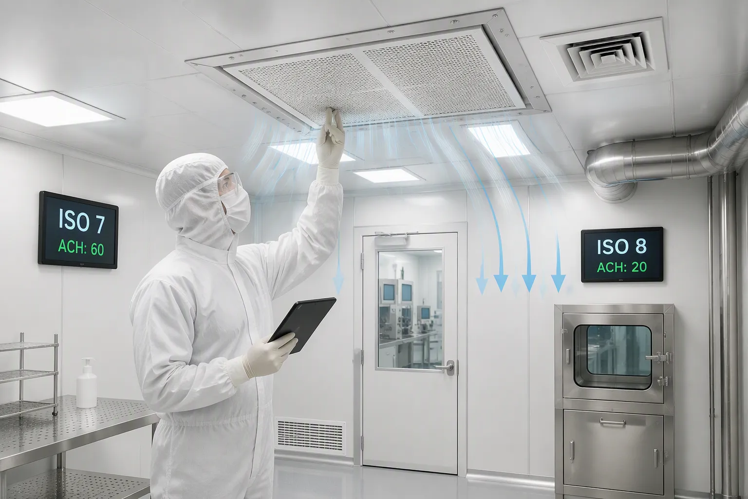 کنترل های مهندسی کلیدی برای ISO 7 و ISO 8